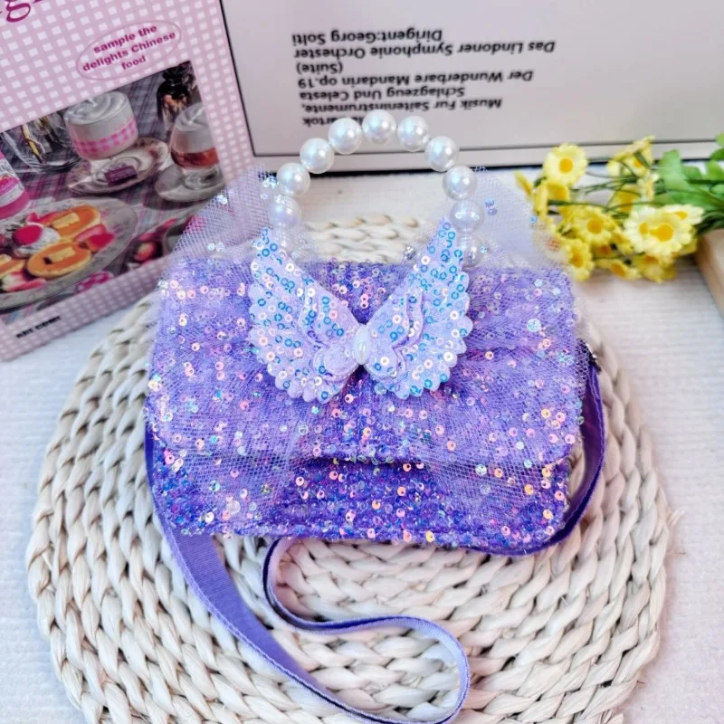 Lindo bolso para niña: detalles de mariposa y perla, diseño de conejo de dibujos animados: ¡bandolera/portátil! Estilo princesa, perfecto para pequeñas modaistas. - imagen 3