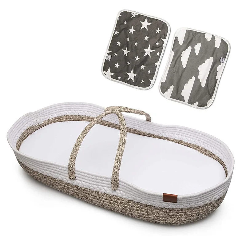 Cesta para cambiar pañales, cubierta doble transpirable e impermeable, portátil, cambiador para tocador y cambiador, cesta Moses - imagen 3