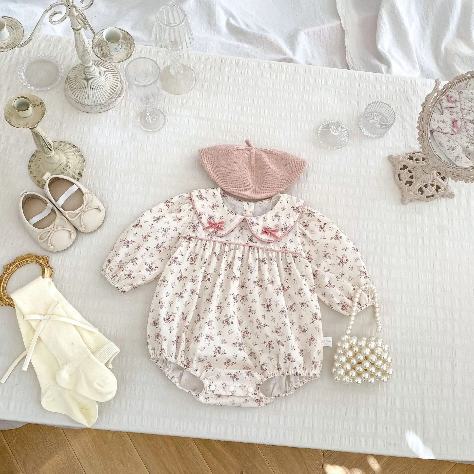 Body Floral de primavera para bebé de 0 a 2 años, mono bonito de manga larga con cuello Peter Pan para recién nacido, ropa para niña pequeña