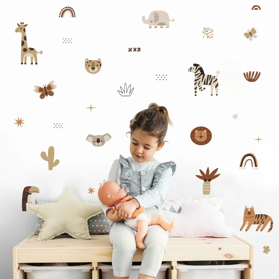 Vinilos decorativos animales África acuarela para habitación infantil - imagen 5