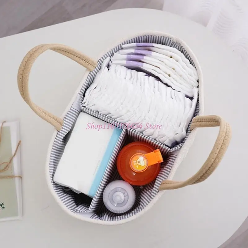 R6FD Cesta almacenamiento productos para bebés algodón para pañales Organización toallitas húmedas con - imagen 3