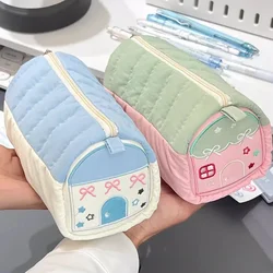 Creative Pink Little House Estuche para lápices 3D multicapa suave