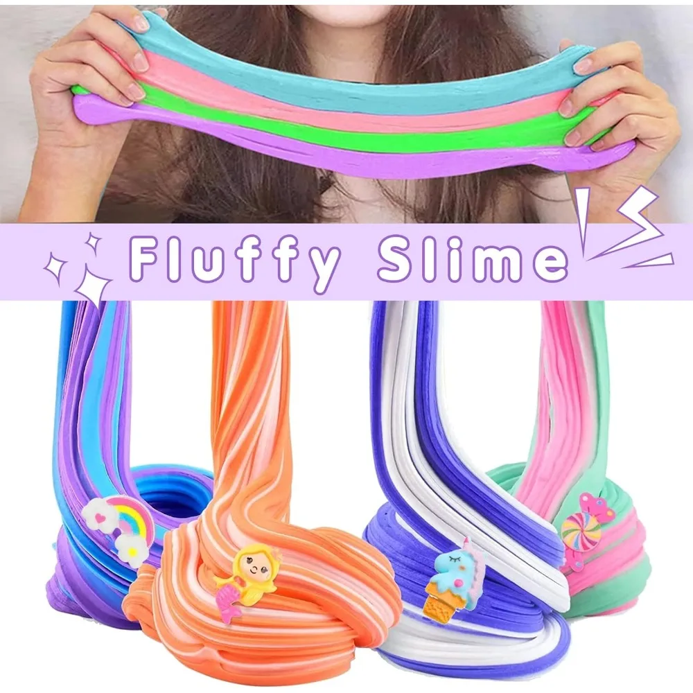 Kit de limo de mantequilla, paquete de 6 recuerdos de fiesta para niños, juguete colorido para aliviar el estrés para niñas, juguete sorpresa de limo suave DIY con regalo de encanto - imagen 4