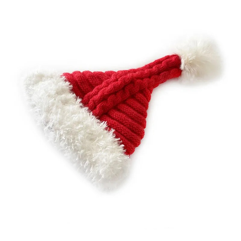 MILANCEL nuevo gorro de Navidad para bebé de invierno 0-4T lindo gorro de punto rojo para niños pequeños gorro de punto acolchado de lana para el día de Navidad - imagen 3