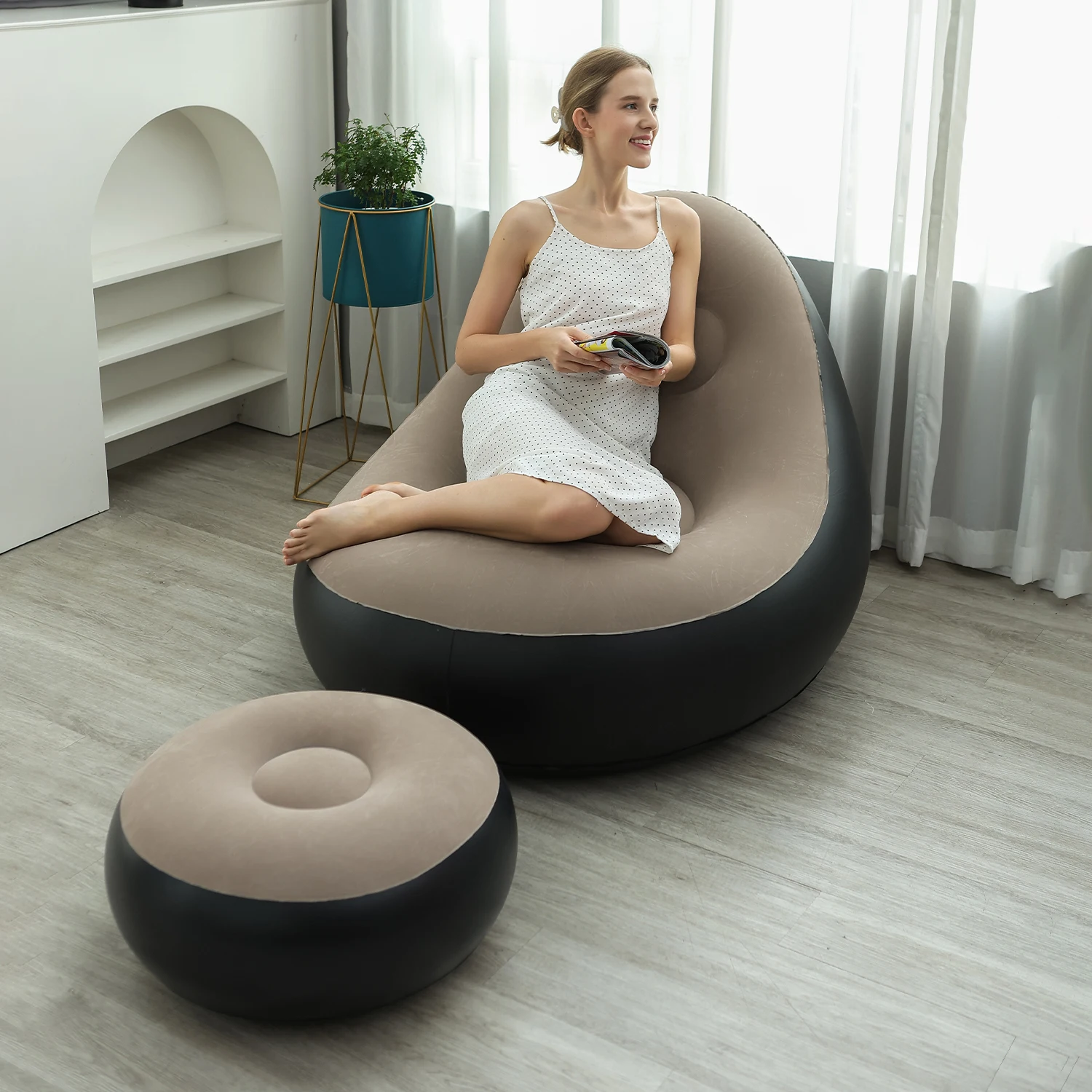 Detalle del tejido del sofá inflable infantil