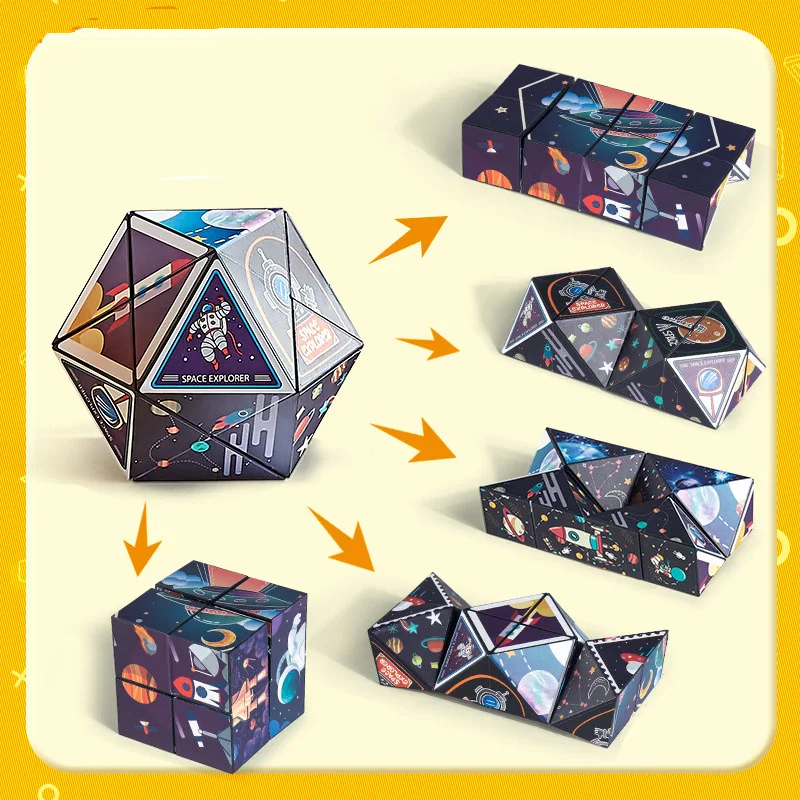 Cubo magnético geométrico tridimensional infantil – Juguete antiestrés - imagen 3