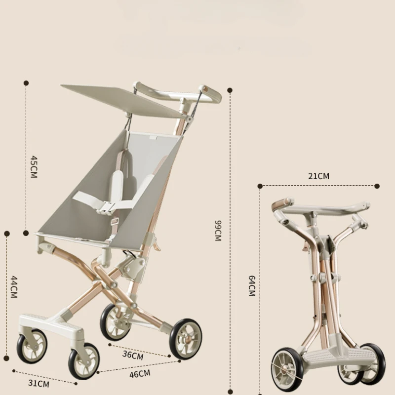 Cochecito de paisaje alto plegable ligero para bebé – Carrito de viaje con 4 ruedas - imagen 5