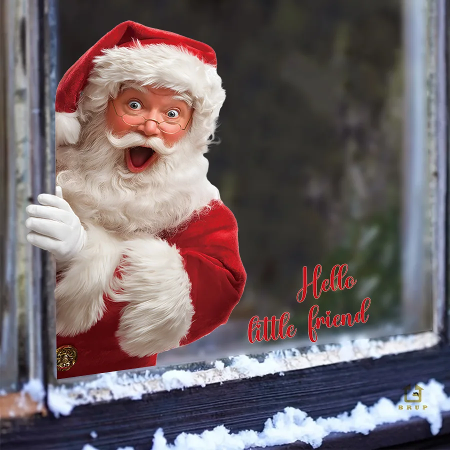 Decoración navideña, pegatinas autoadhesivas para ventana de Papá Noel, pegatinas decorativas para ventana de vidrio - imagen 4