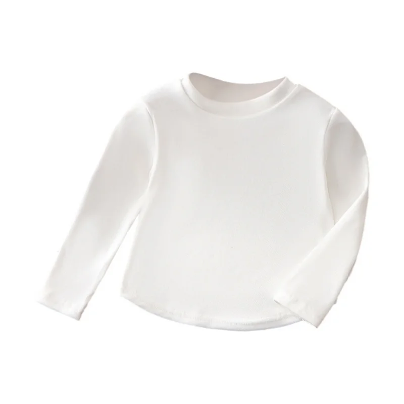 Camisetas de manga larga para niños, ropa interior cálida, diseño Simple, básico, versátil, Otoño e Invierno - imagen 4