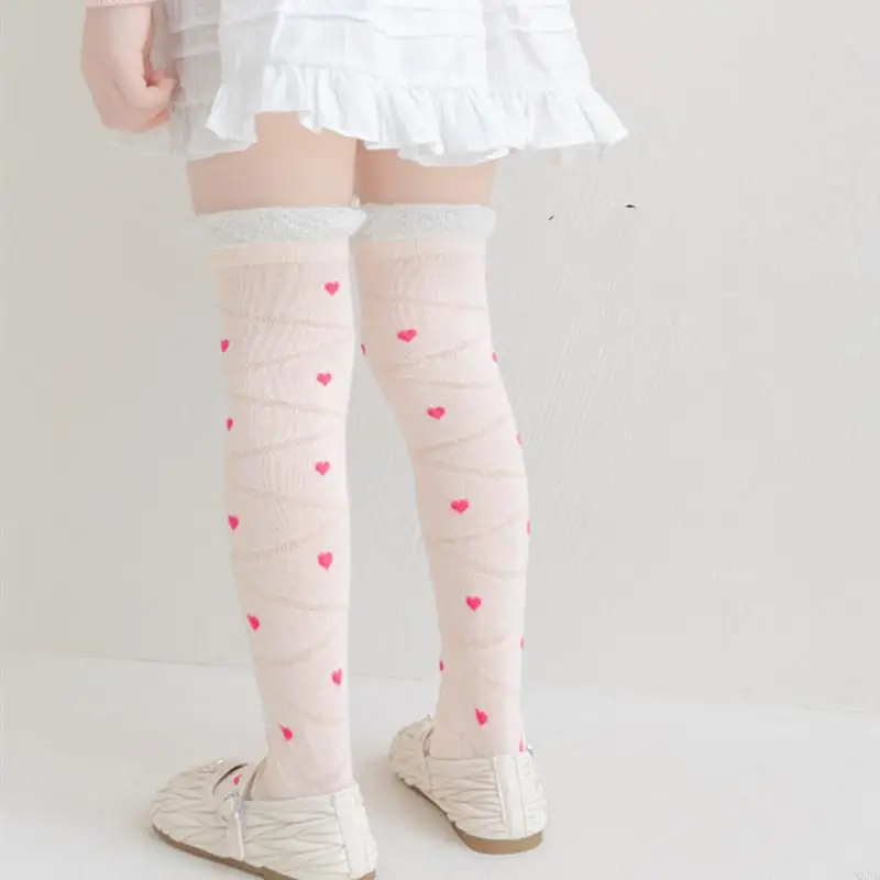 1 par de medias florales para niños, calcetines hasta la rodilla de algodón suave y combinado para niñas de 3 a 8 años - imagen 5