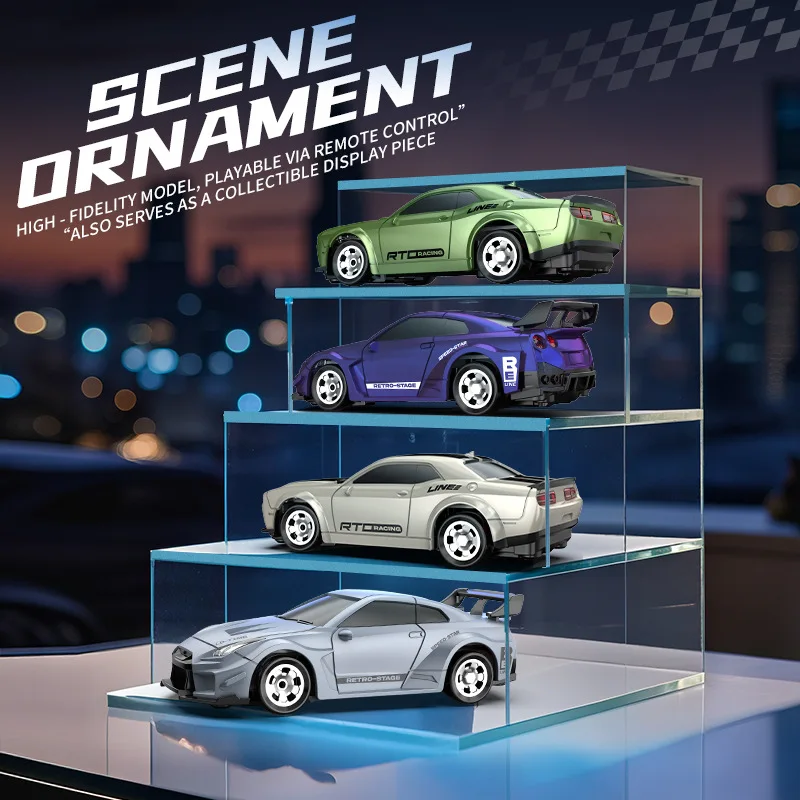 Coche de carreras de deriva RC 2,4g 1:64, coche de Control remoto de escritorio, juguete acrobático, coches Rc de alta velocidad, Mini juguete de simulación de carreras, modelo regalo de Navidad - imagen 4