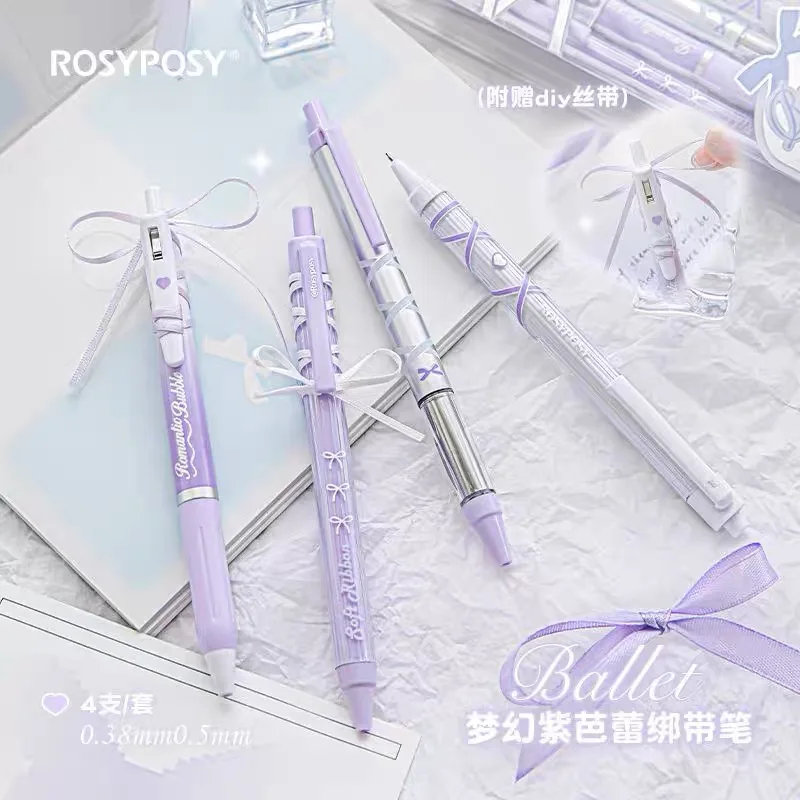 Bolígrafo de Gel con cinta, punta de 0,5 MM, bolígrafo de Gel retráctil de secado rápido, suministros escolares y de oficina para estudiantes adultos, diario de escritura, 4 Uds. - imagen 3