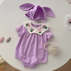 Body niña 0-2 años – Bordado tulipán con capucha para verano
