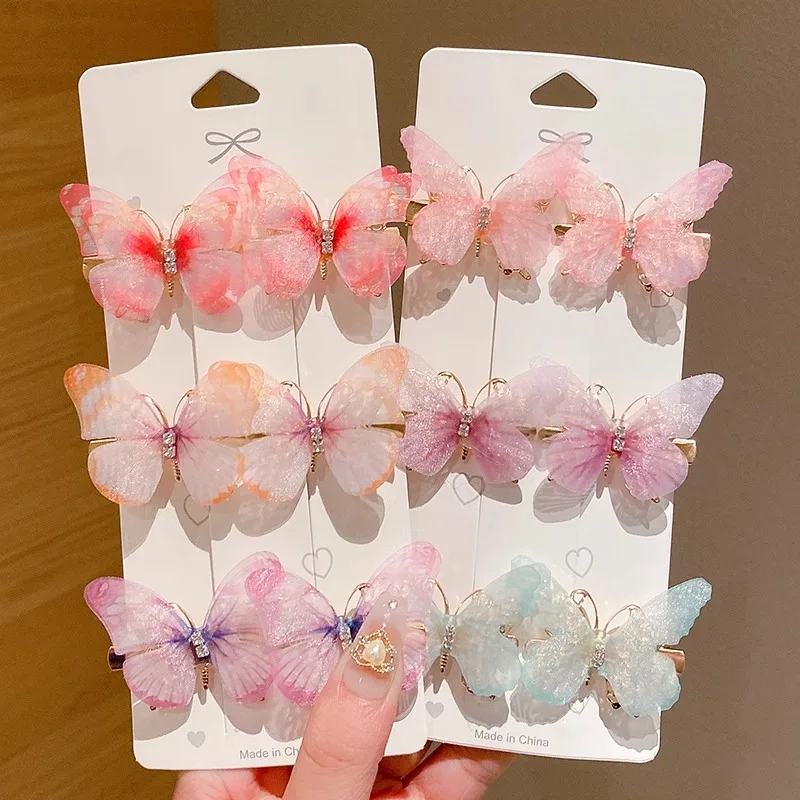 Pinzas para el cabello de mariposa Súper Hada para niñas, pasadores lindos, accesorios para el cabello encantadores, pinzas para flequillo lateral para niños pequeños y niñas pequeñas.