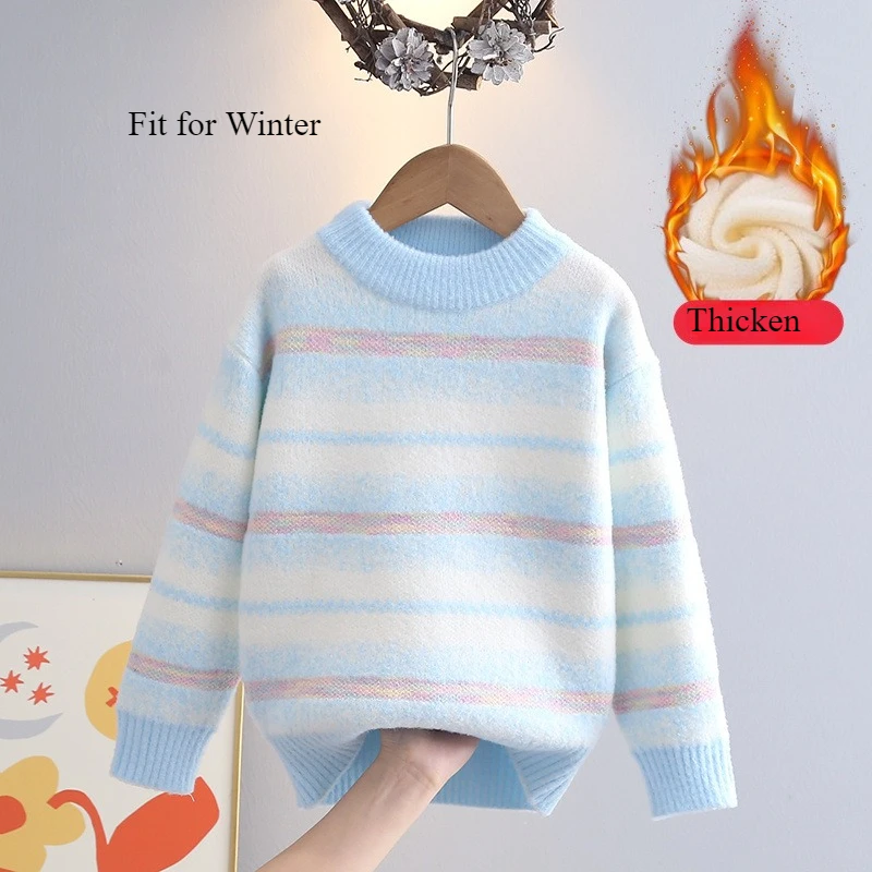 Jersey de punto rayas manga larga para niñas – Cuello redondo - imagen 2