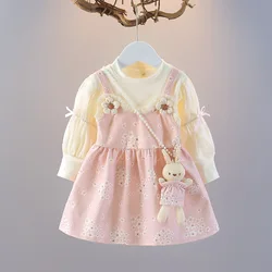 Vestido floral dos piezas para niña – Estilo conejito (1-6 años)