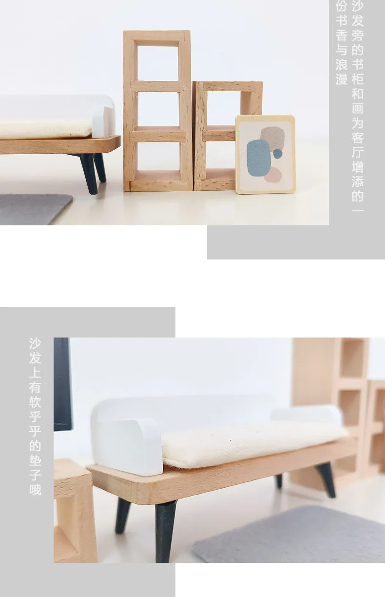Muebles de madera para casa de muñecas – Cocina, baño y dormitorio