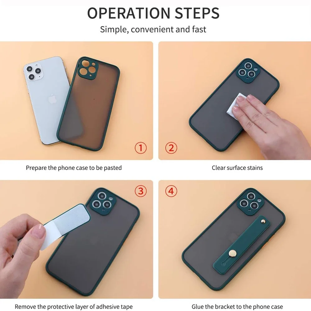 Soporte para teléfono móvil, banda de mano, muñequera, agarre para dedo, Push Pull, soporte Universal para enchufe de teléfono de Color liso para iPhone Xiaomi - imagen 3