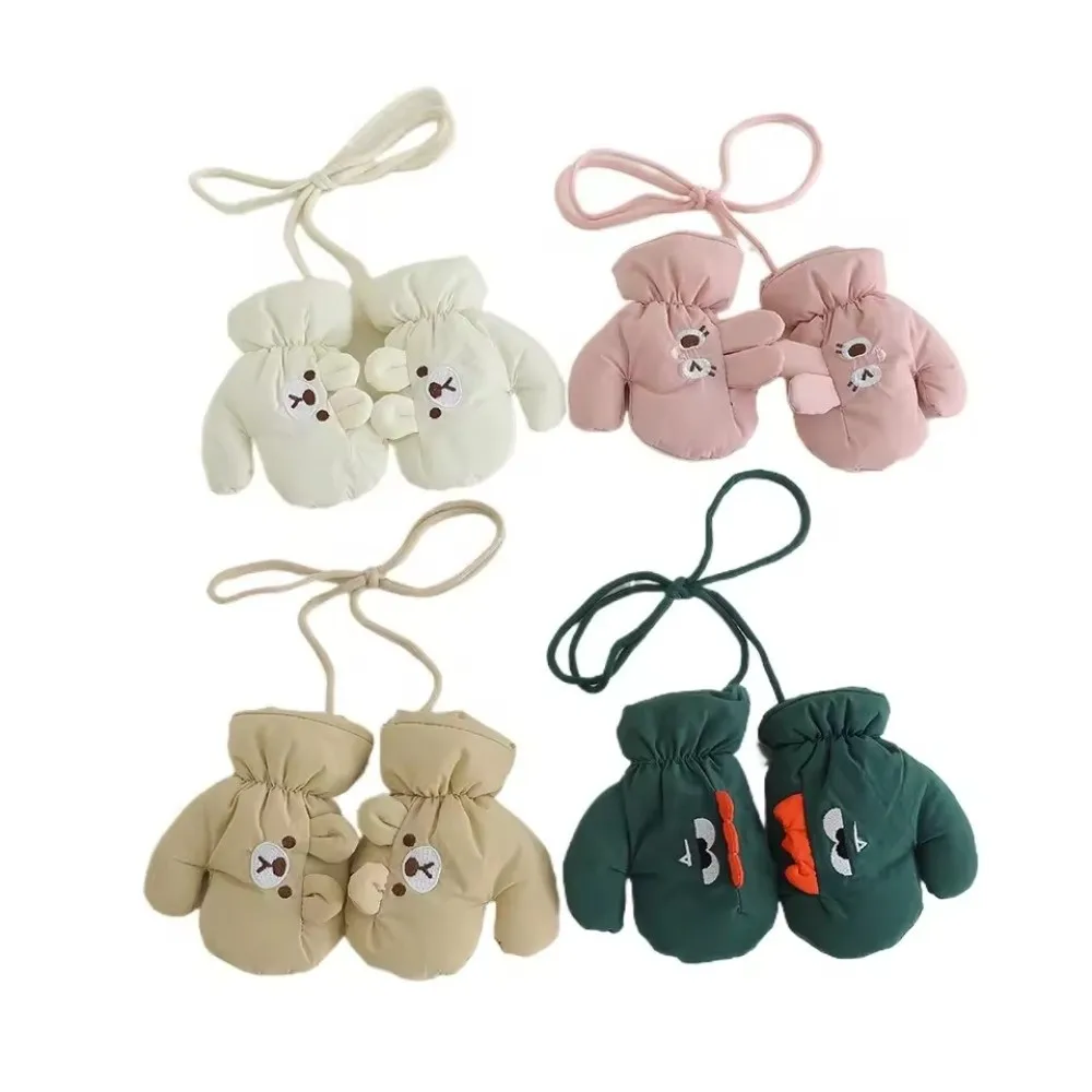 Nuevos guantes bonitos de oso de dibujos animados con dedos completos, guantes cálidos gruesos a prueba de frío, manoplas a prueba de viento para invierno - imagen 5