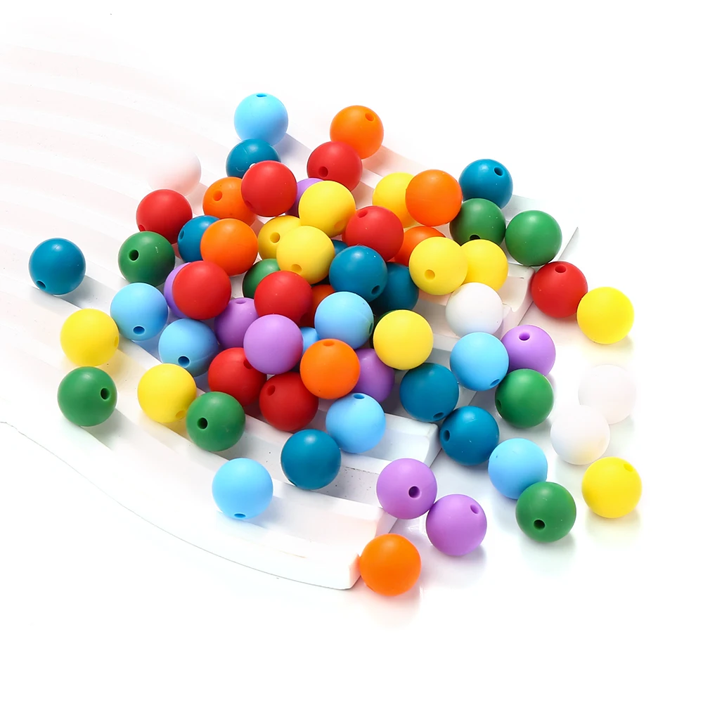 80 Uds. Cuentas de silicona de colores arcoíris, cuentas para mordedor de calidad alimentaria para bebés, Clips para chupete ecológicos, Beacelet de cadena - imagen 5