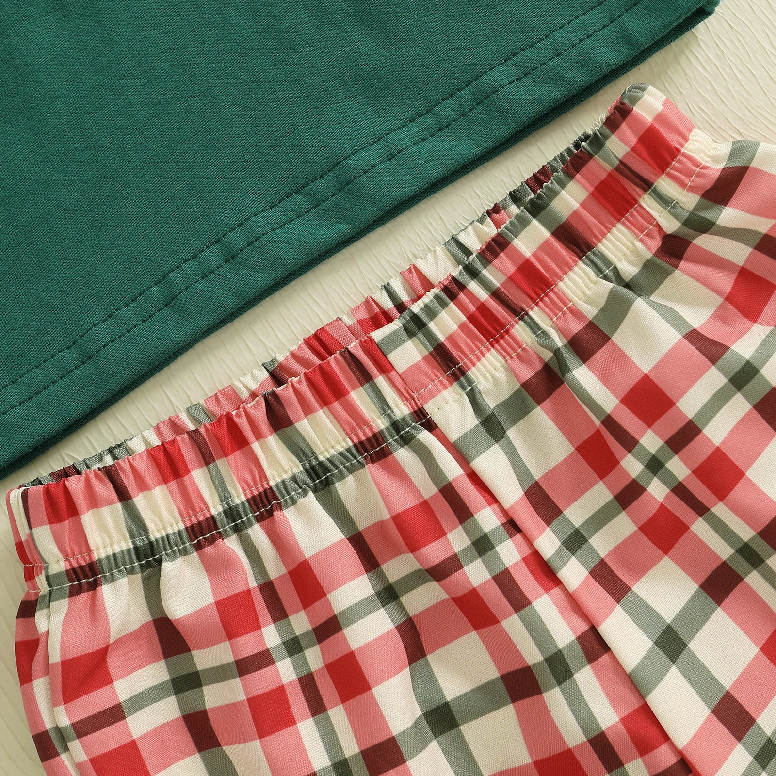 VISgogo Conjunto de 2 piezas de traje navideño para bebé de 1 a 4 años, jersey de manga larga con cuello redondo bordado y pantalones a cuadros - imagen 4