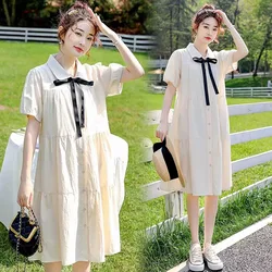 Vestido maternidad algodón verano 2025 – Estilo coreano casual elegante