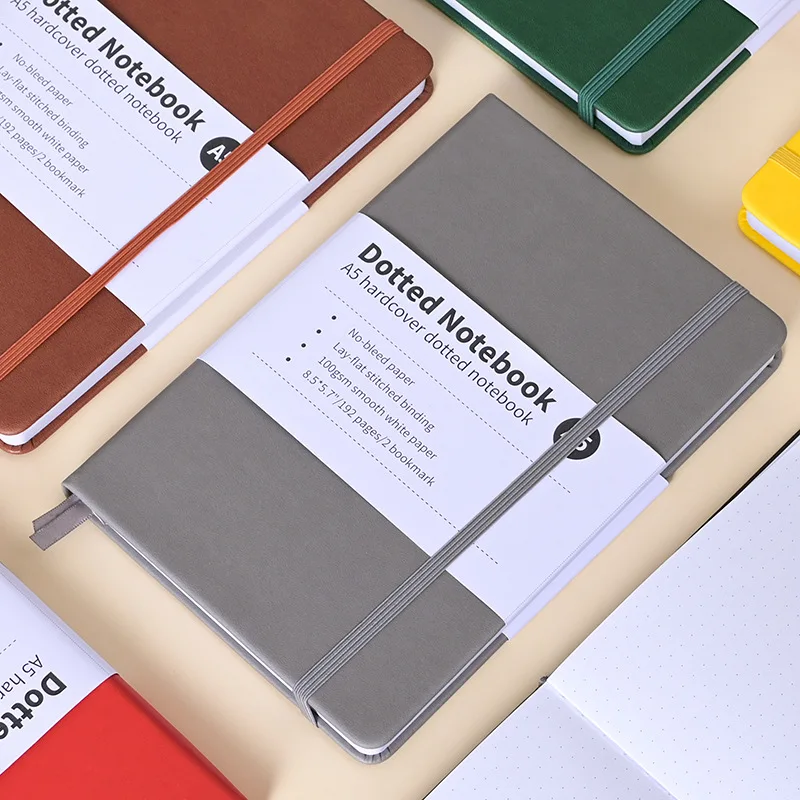Cuaderno A5, 96 hojas, diario clásico, papel punteado, cubierta dura, banda elástica creativa de negocios, Bloc de notas, diario, papelería para estudiantes - imagen 3