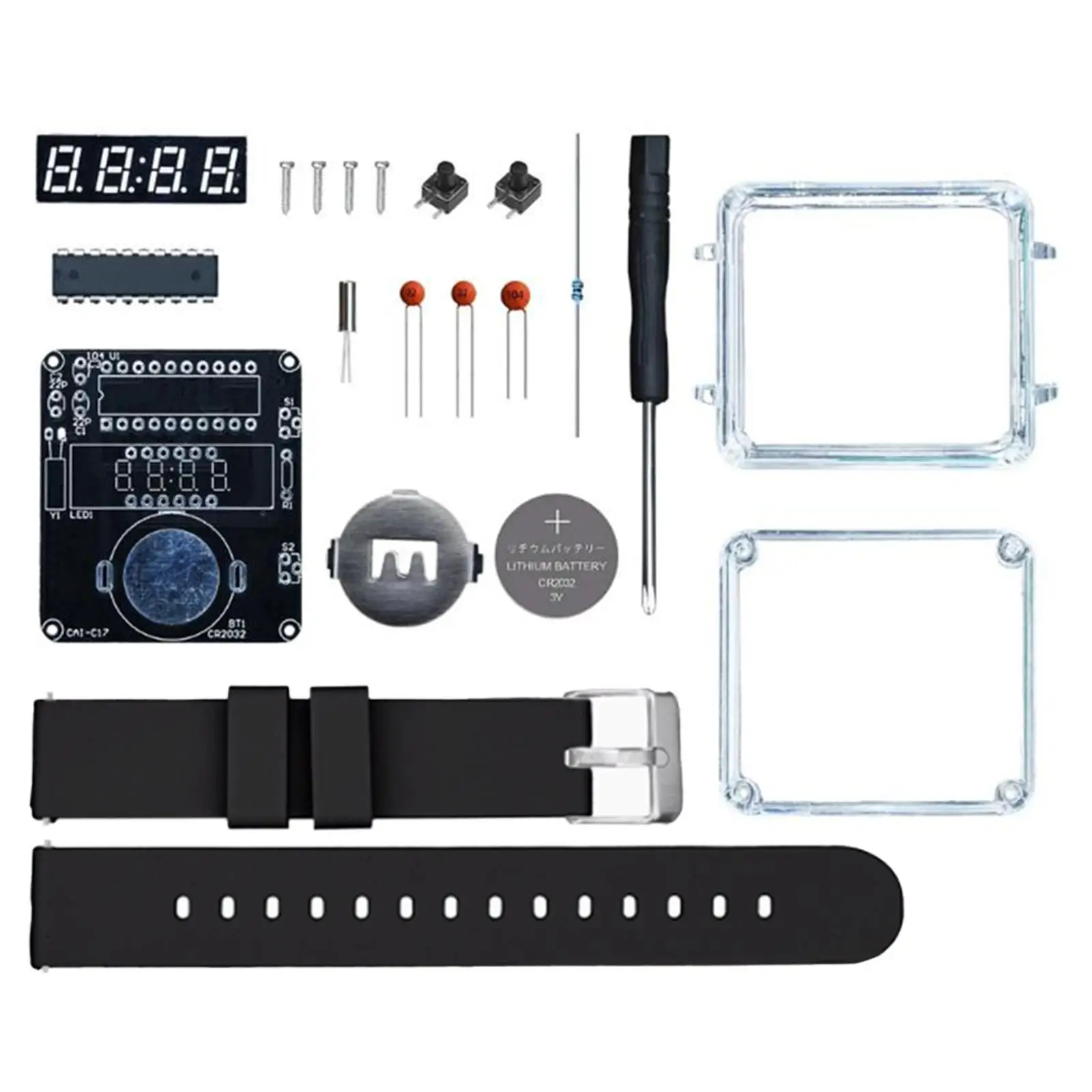 DIY Electronic Watch Kit Welding Assembly Physical Toy Multiuse Creativity LED