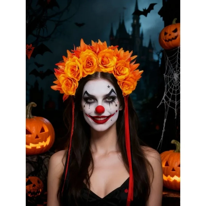 Corona floral Día de los Muertos – Diadema infantil caléndula - imagen 4