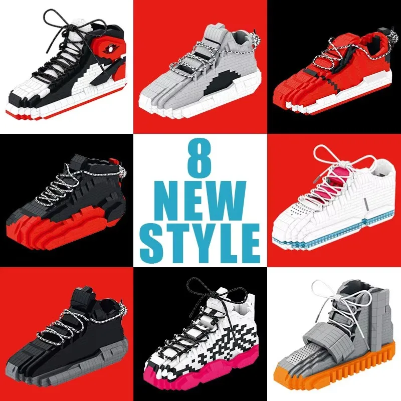 Nuevos zapatos deportivos de baloncesto DIY, bloques de construcción, zapatillas de deporte de Anime, juguete para niños y niñas, modelo de subasta, bloques de montaje, juguetes para niños, regalos - imagen 2