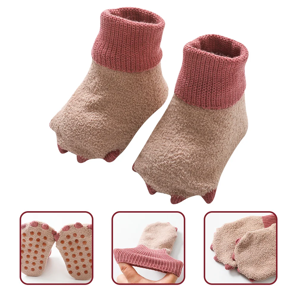 1 par de calcetines antideslizantes para bebés pequeños, calcetines infantiles elásticos y transpirables con parte inferior antideslizante para niños pequeños, calcetines para caminar en invierno - imagen 5