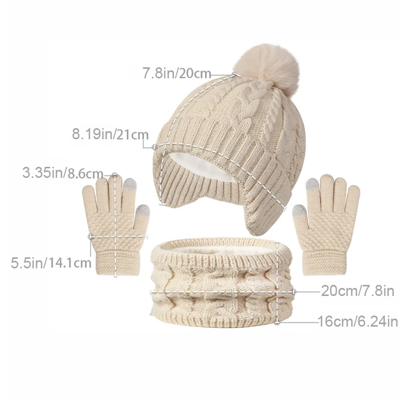 Gorro de punto con bufanda y guantes forro polar para niños - imagen 5