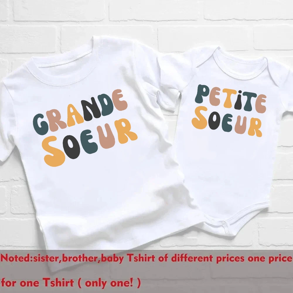 Camisas a juego con estampado de hermana mayor, hermana mayor, hermana pequeña, ropa para niños y hermanos, camisas para niños, Tops y mono para bebé - imagen 3