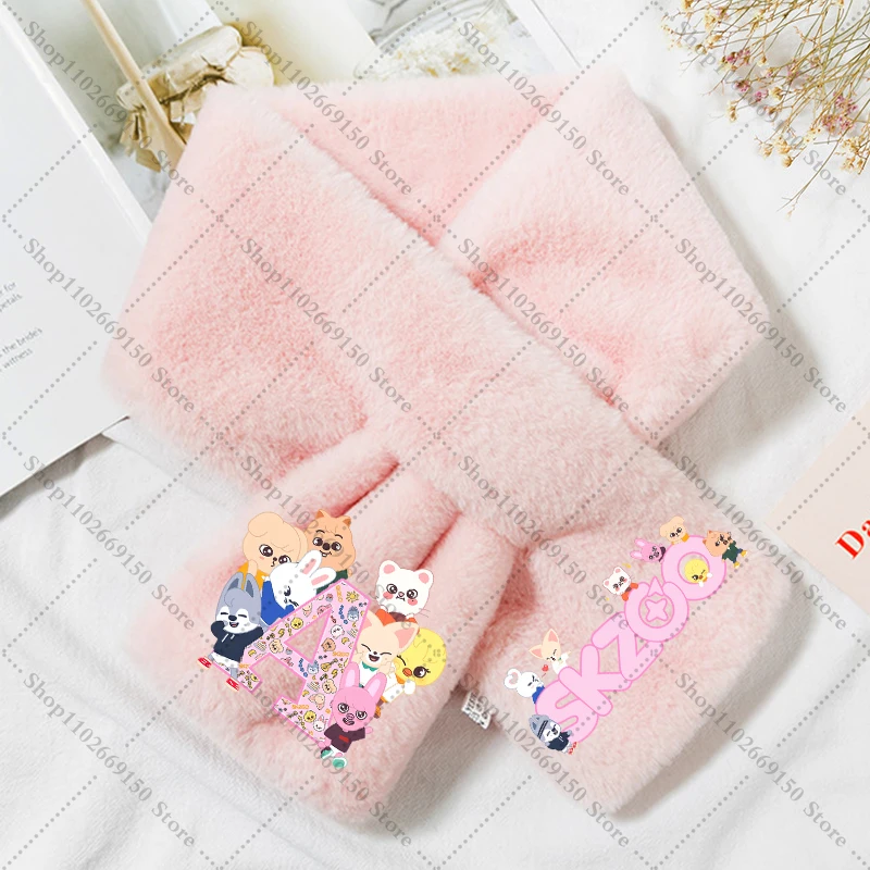 Bufanda de felpa de Anime para niños, bufandas cálidas de dibujos animados SKZ ooed, accesorios cálidos de invierno, pañuelo para niñas, silenciador, regalos de navidad para niños - imagen 2