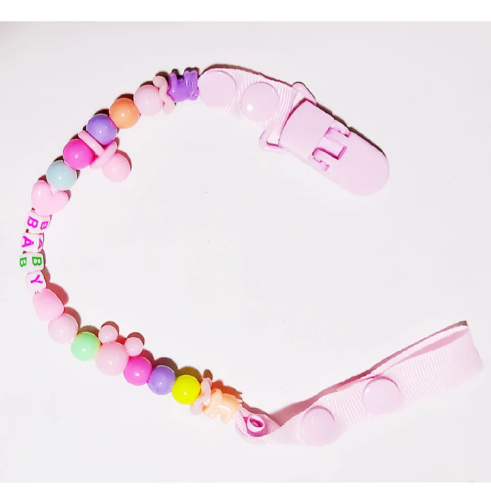 Cadena con clip para chupete para bebé, accesorios para mordedor con espaciadores ornamentales, borde redondeado rosa, diseño ligero y seguro - imagen 4