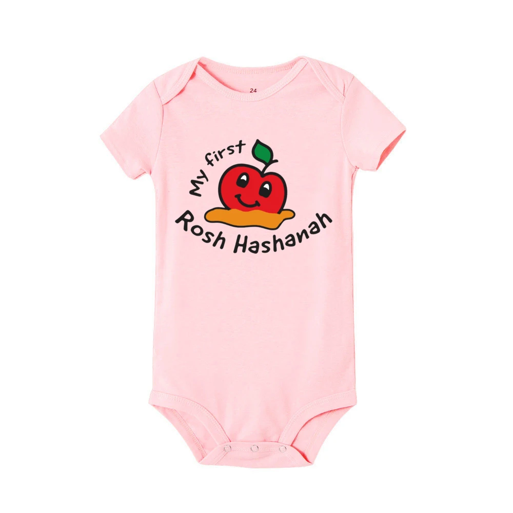 Mameluco con estampado de My First Rosh Hashanah para bebé, traje de Año Nuevo para recién nacido judío, Shana Tovah, mono infantil de manga corta, ropa de vacaciones - imagen 4