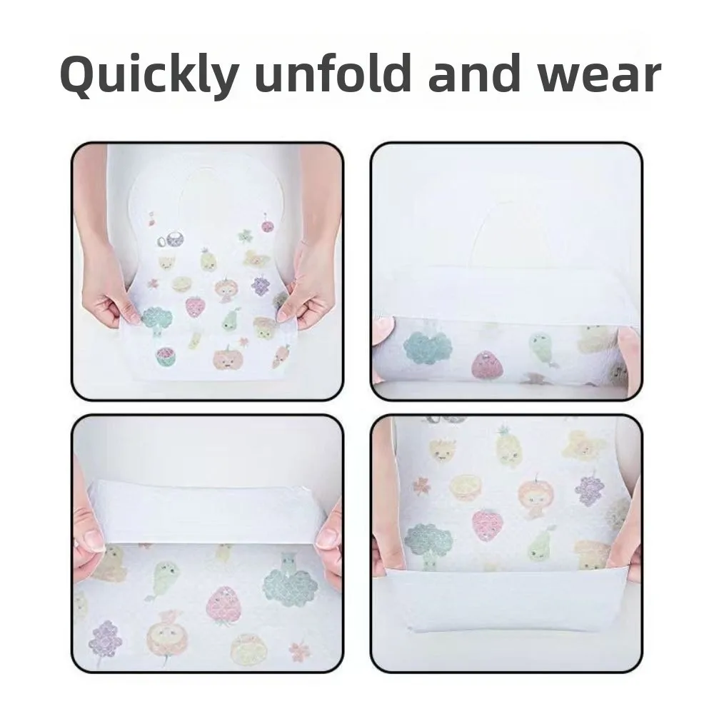 Babero desechable duradero, servilleta de Saliva impermeable sin lavado, bolsa de comida antisuciedad para niños