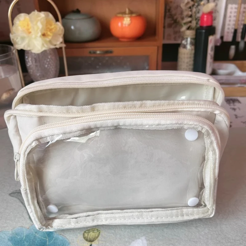 Estuche para lápices multicapa de gran capacidad, estuche para lápices de papelería para niñas, estuche para lápices de tela de algodón para niñas, regreso a la escuela