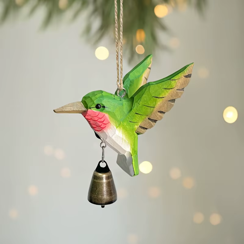 Colibrí de madera tallada a mano – Figura decorativa infantil - imagen 4