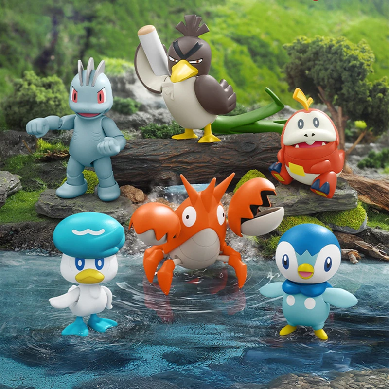 BLOKEES Original Pokemon figura Pikachu Charmander Greninja Psyduck Sprigatito Eevee Lucario Pokémon figuras de acción de juguete regalo - imagen 4