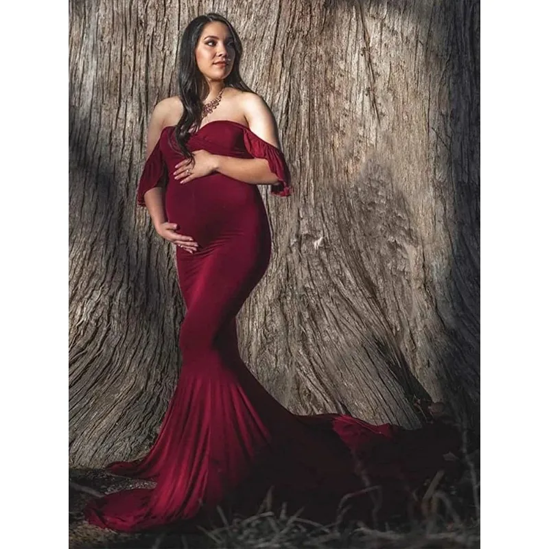 Vestido premamá manga corta con cuello V – Maxi elegante - imagen 4