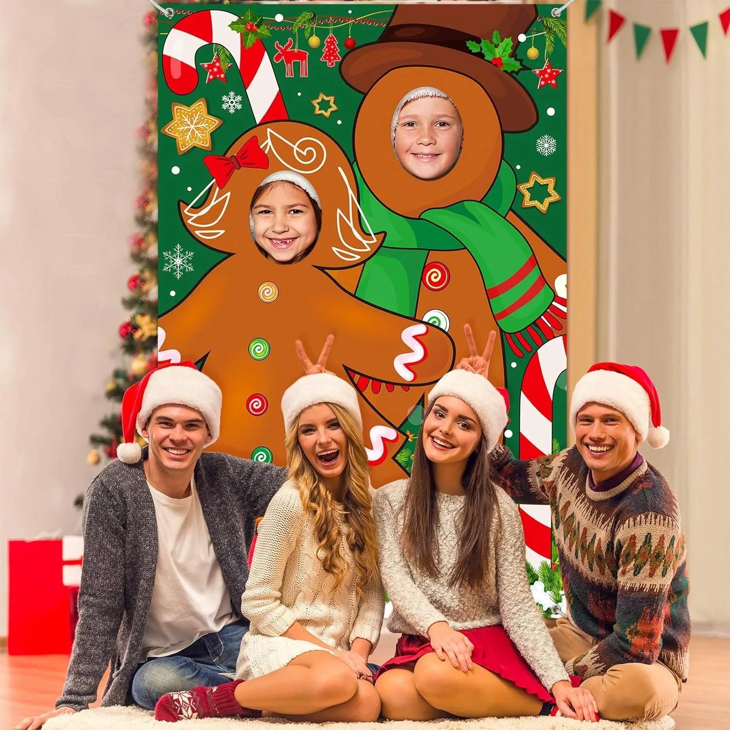 Fondo de pan de jengibre Navidad casa de jengibre telón de fondo fotomatón decoraciones de fiesta soporte de fotos grande en fondo vacaciones Navidad