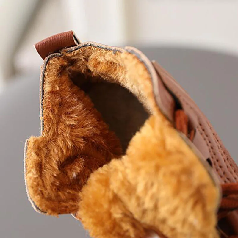 Nuevos zapatos de algodón para niños de invierno, botas de nieve gruesas y cálidas para niños, Color sólido, antideslizantes para estudiantes al aire libre - imagen 4