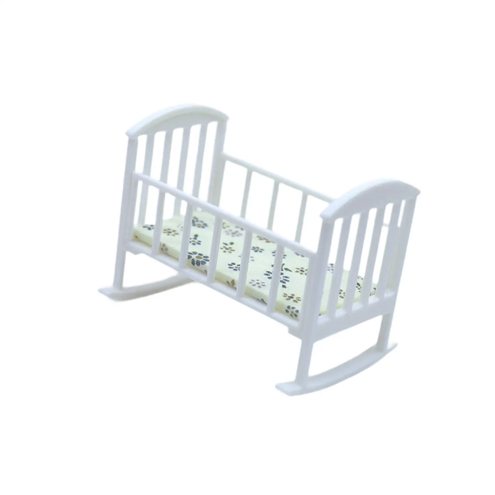 1:12 Miniature Crib with Mattress Realistic Dolls Bed Toy Bedroom Accessories Bed Decoration Kids Gift Crafted 1:12 Miniature Crib with Mattress Realistic Dolls Bed Toy Bedroom Accessories Bed Decoration Kids Gift Crafted