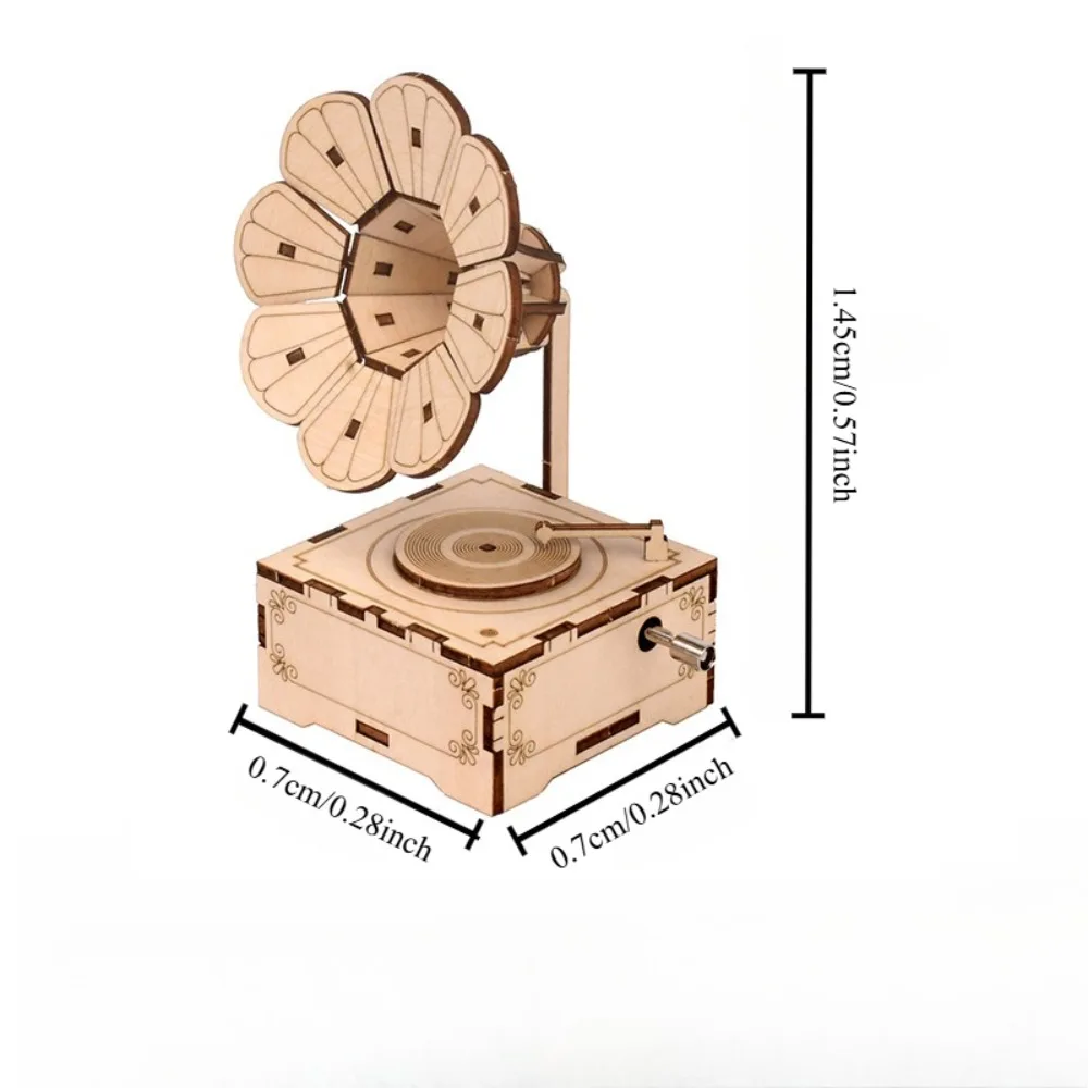 Rompecabezas 3D madera estilo gramófono – Caja de música relajante - imagen 2