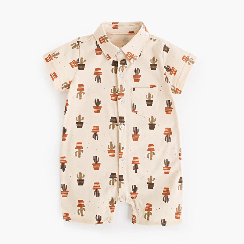 MILANCEL, nuevos peleles de verano para niñas de 3 a 24m, mono con cuello de Cactus de dibujos animados para bebés, ropa de manga corta a la moda para niños pequeños - imagen 2