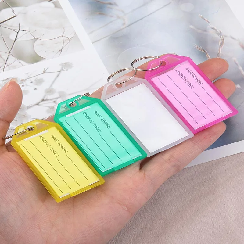  ﻿ 10 ~ 50 Uds llavero etiquetas para llaves etiqueta con anillo dividido para DIY nombre numerado etiqueta de equipaje etiqueta de identificación etiquetas de nombre plástico colorido Tmz - imagen 4
