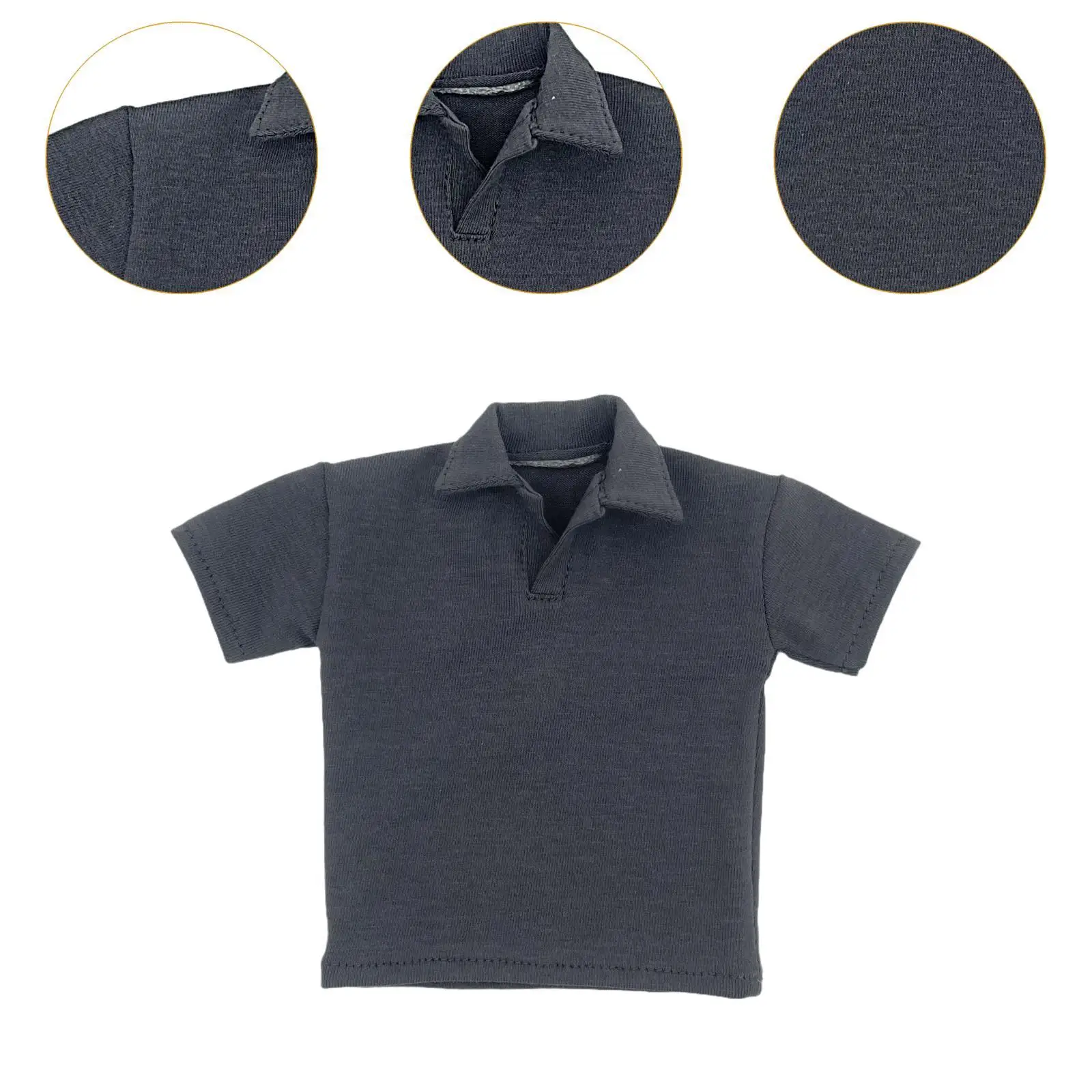 1/6 Scale Male Lapel T Shirt Miniature Clothing for 12 inch Figures Body