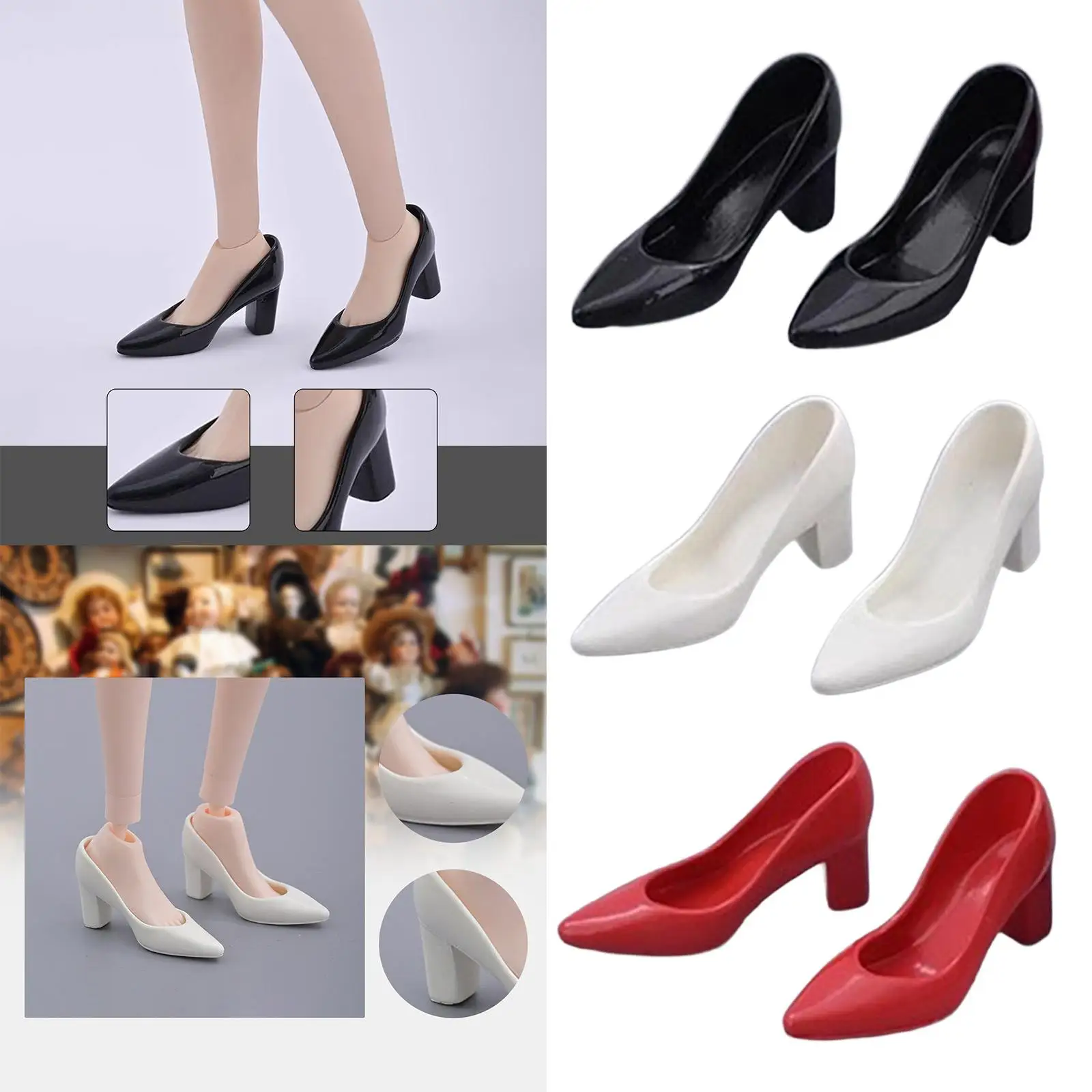 1/6 Scale BJD Doll Shoes BJD Doll Accessories Costume Cosplay Stylish Decoration Mini High Heeled Shoes for 12 inch Figure Body