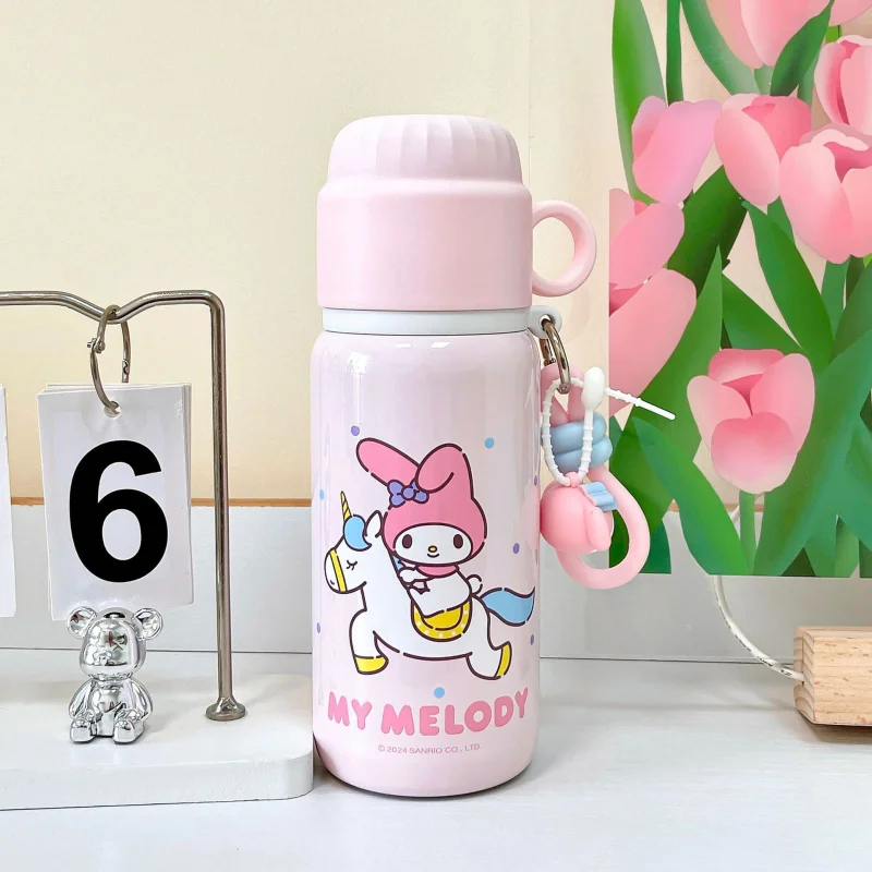 Sanrio Kuromi My Melody Cinnamoroll dibujos animados lindo taza aislada de doble bebida botella de agua de dibujos animados de gran capacidad con tapa vertido